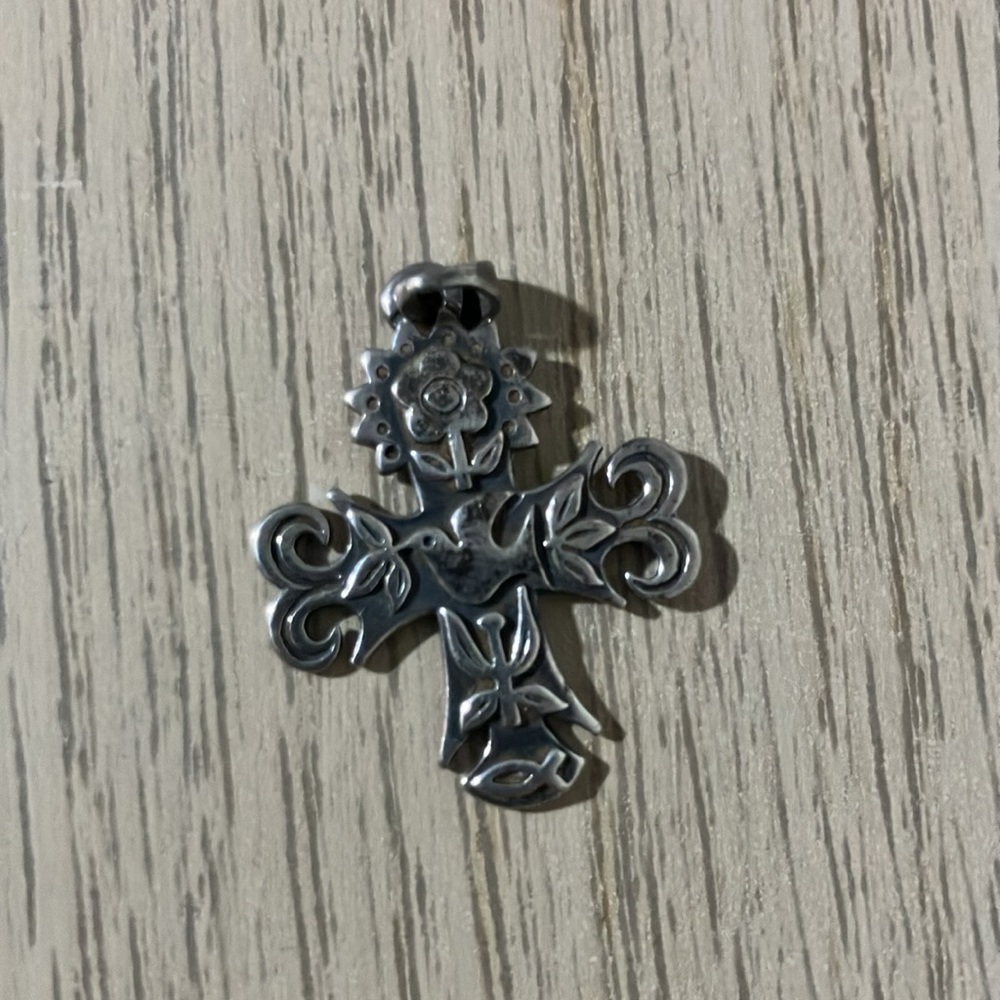 James Avery Retired Intricate Silver Cross Pendant Christian Hope La Primavera - Picture 2 of 3